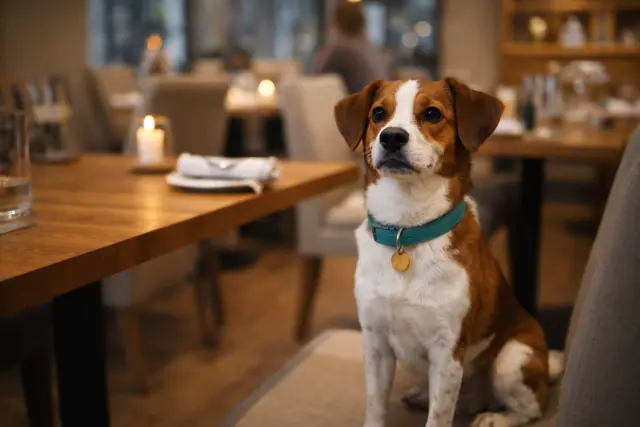 Pihenő kutyus vendéglőben